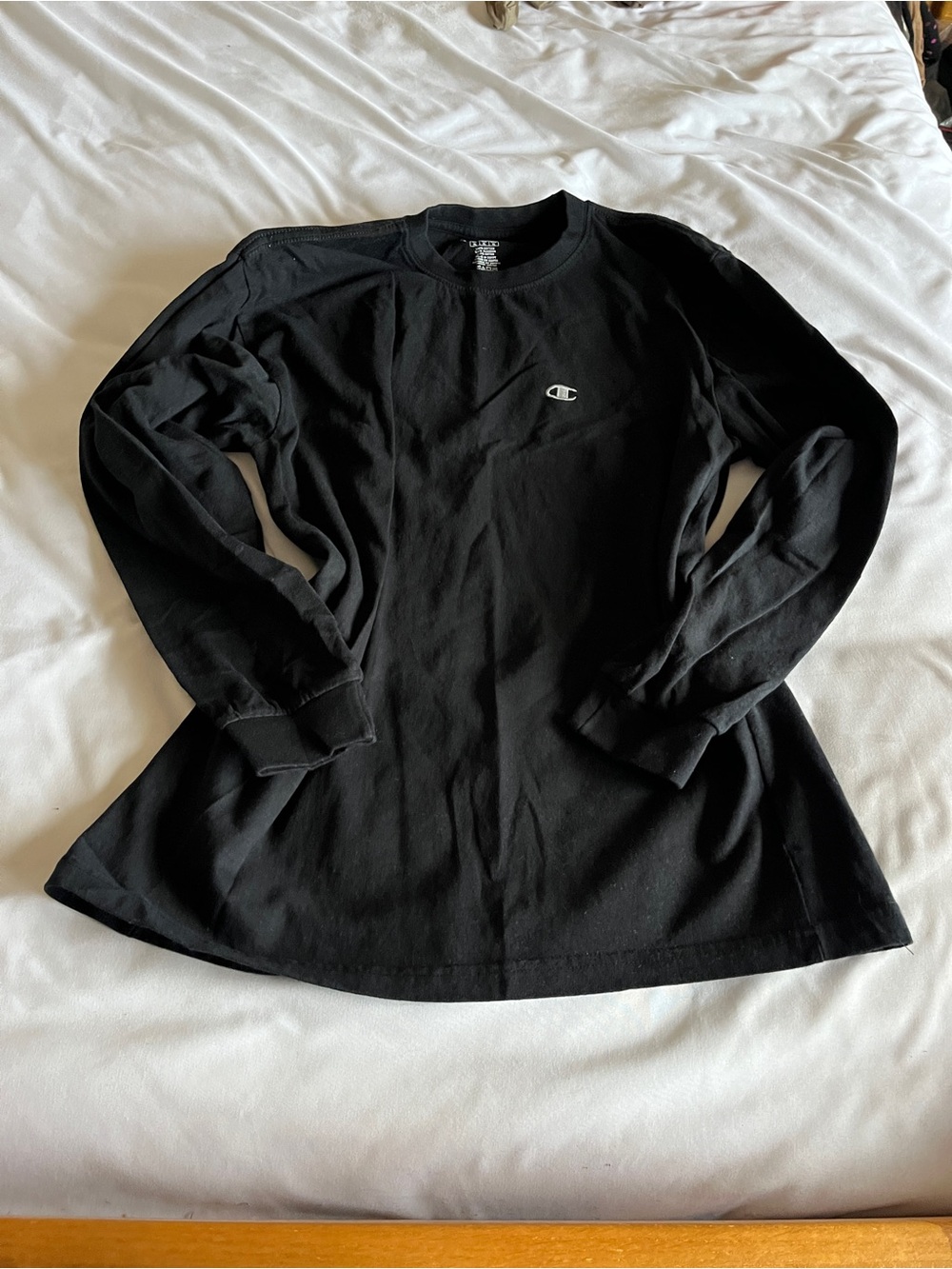 Champion Black Long-Sleeve Crewneck Tee
